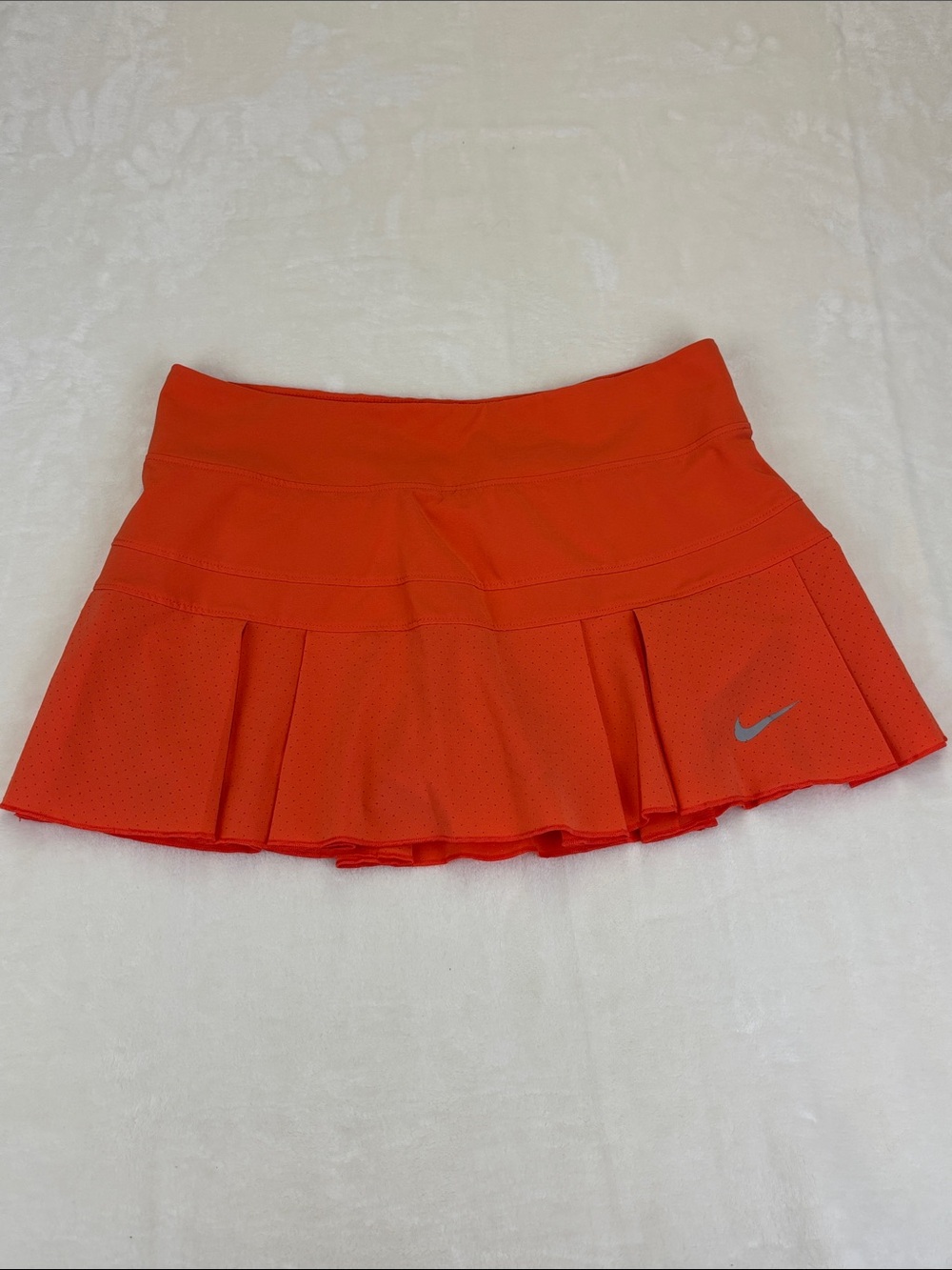 NIKE Dri Fit Orange Pleated Tennis Active Skirt Size Small